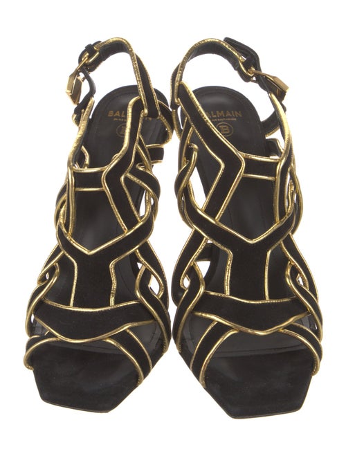 Balmain Suede Striped Slingback Sandals