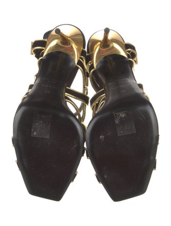 Balmain Suede Striped Slingback Sandals