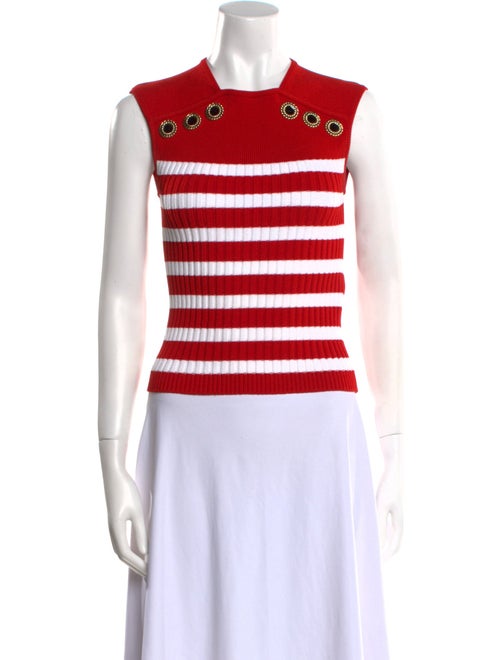 Balmain Striped Crew Neck Crop Top