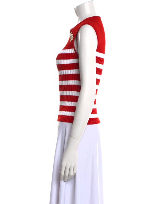 Balmain Striped Crew Neck Crop Top