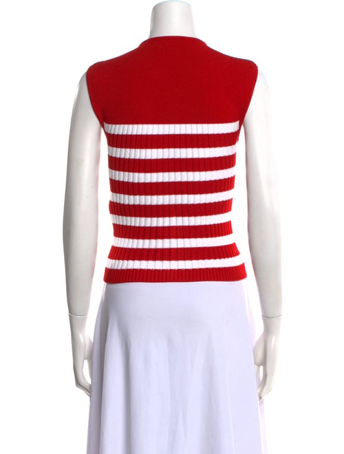 Balmain Striped Crew Neck Crop Top