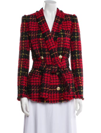 Balmain Plaid Print Blazer