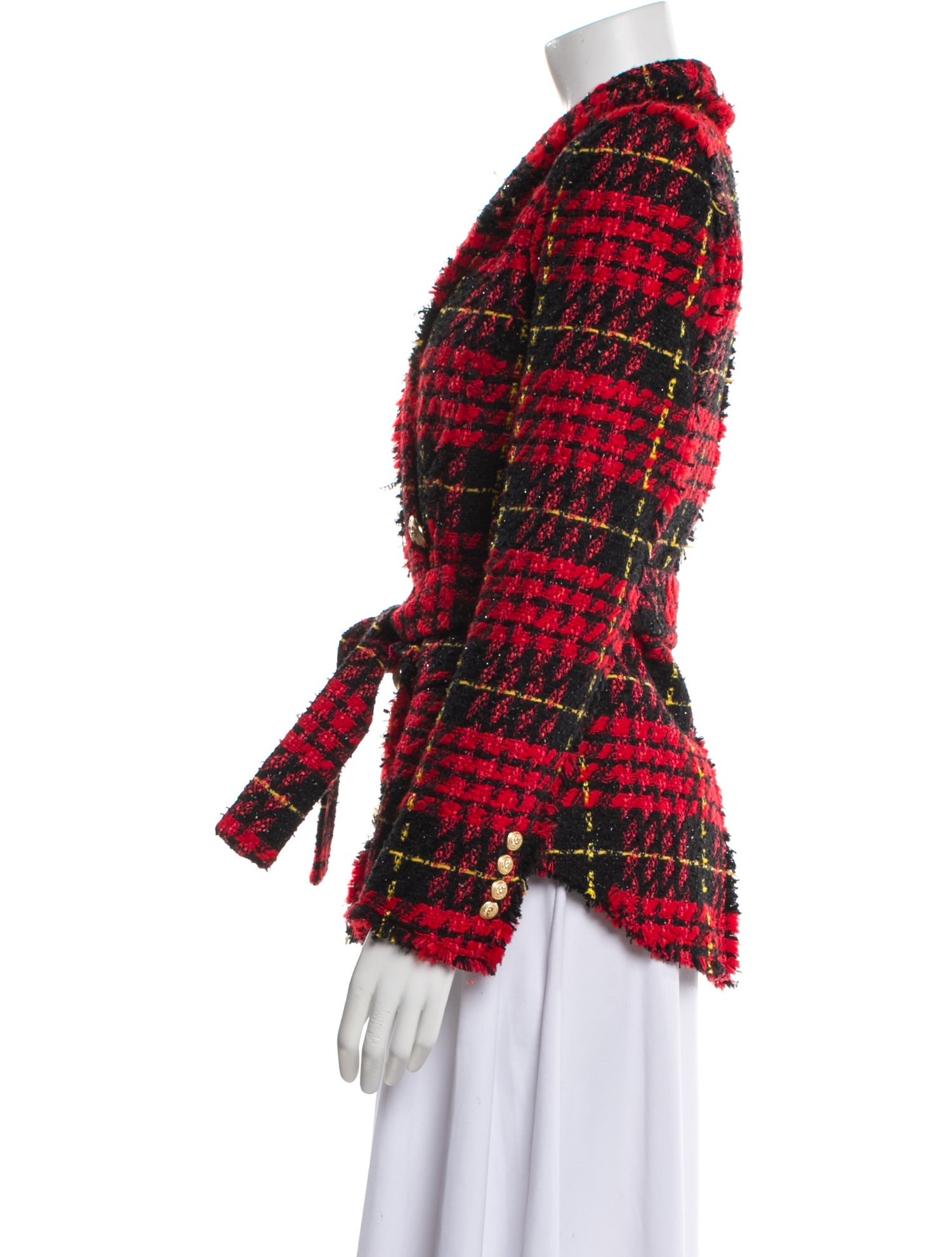 Balmain Plaid Print Blazer