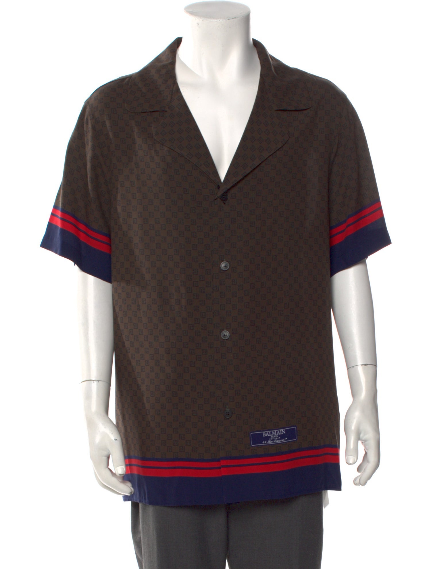 Balmain Striped Short Sleeve Shirt w/ Tags