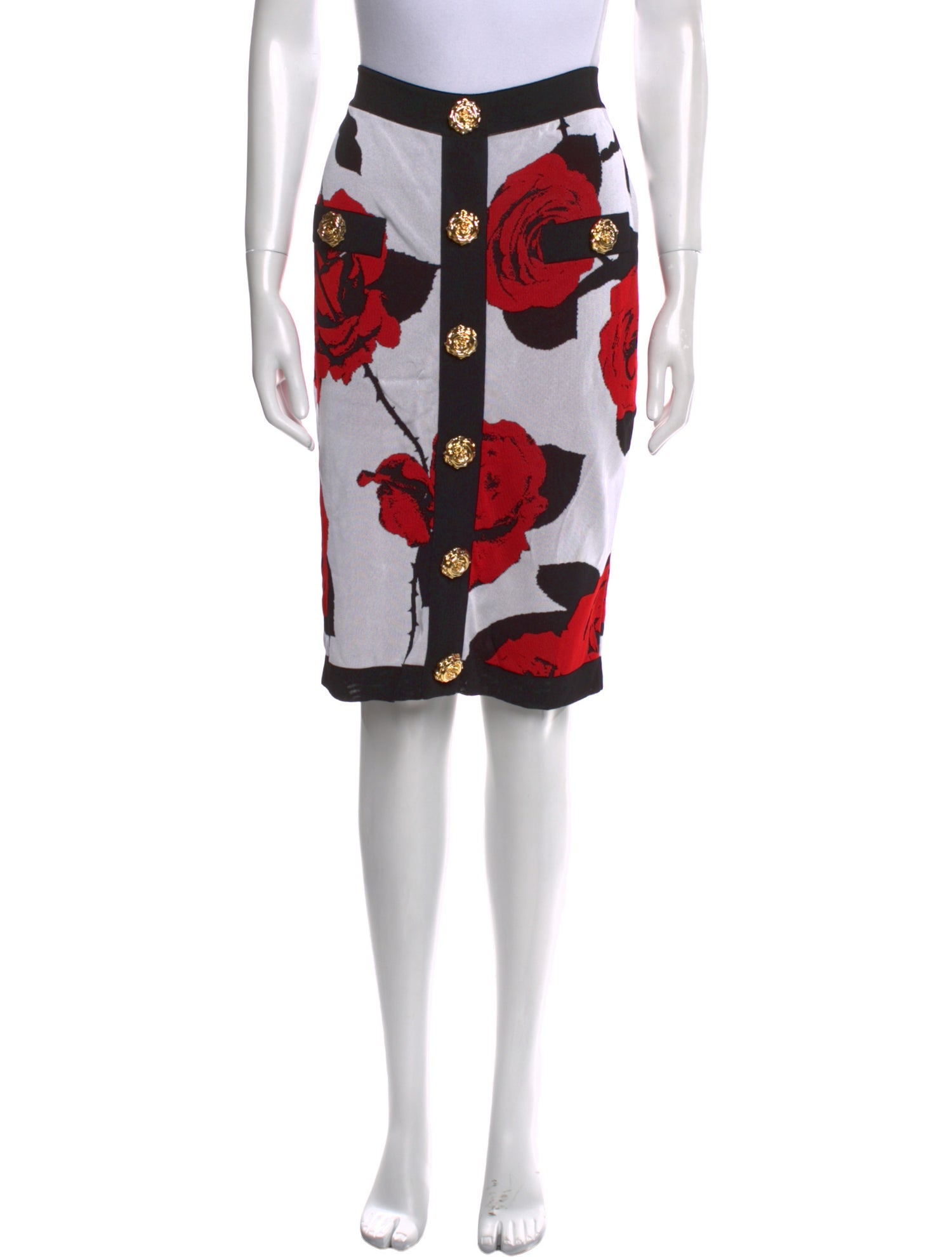 Balmain Floral Print Knee-Length Skirt