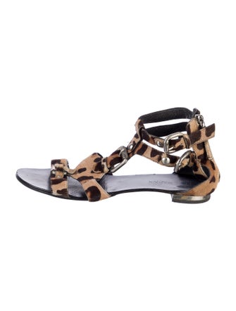 Balmain Ponyhair Animal Print Gladiator Sandals