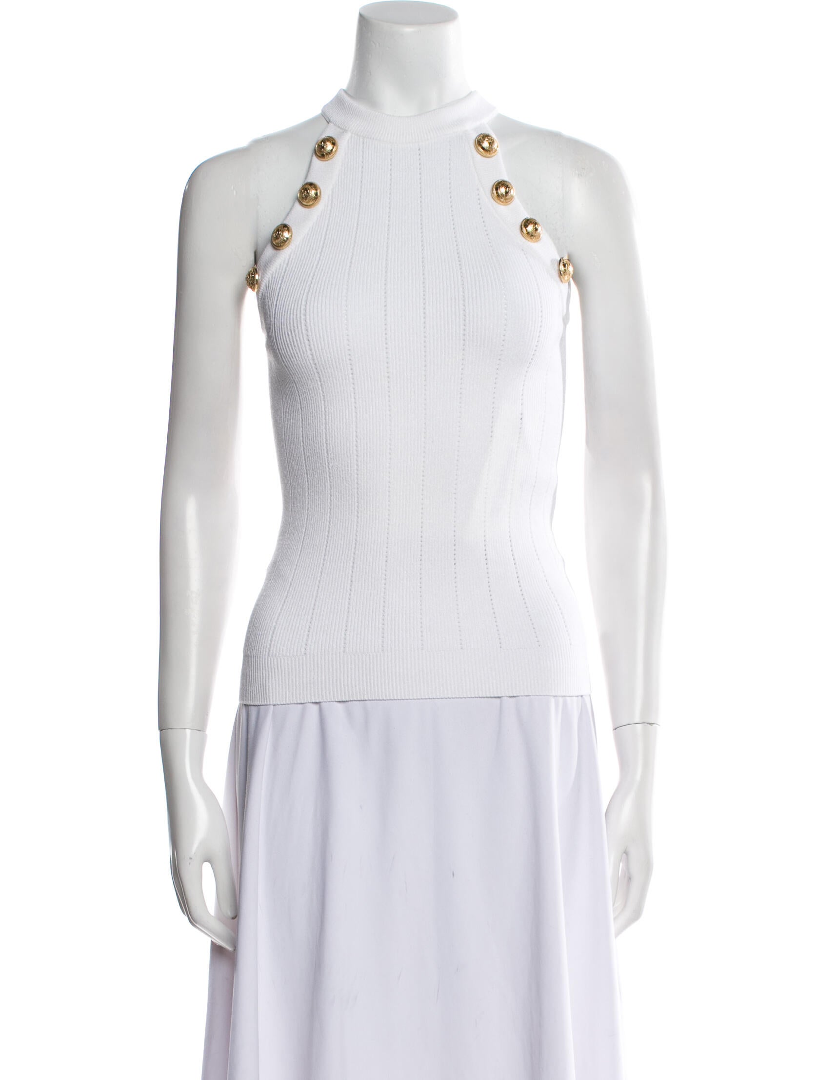 Balmain Mock Neck Sleeveless Top