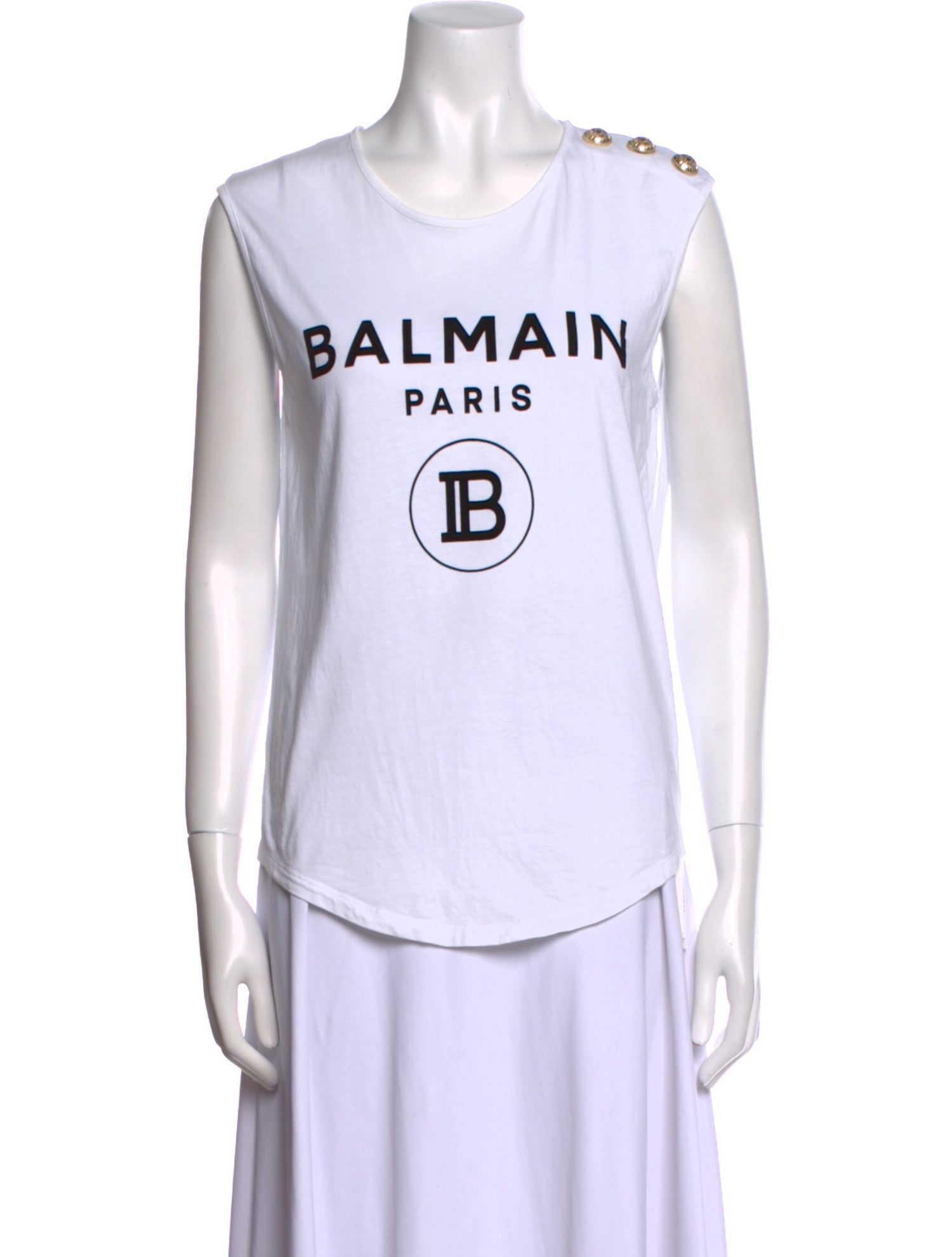 Balmain Graphic Print Scoop Neck Top