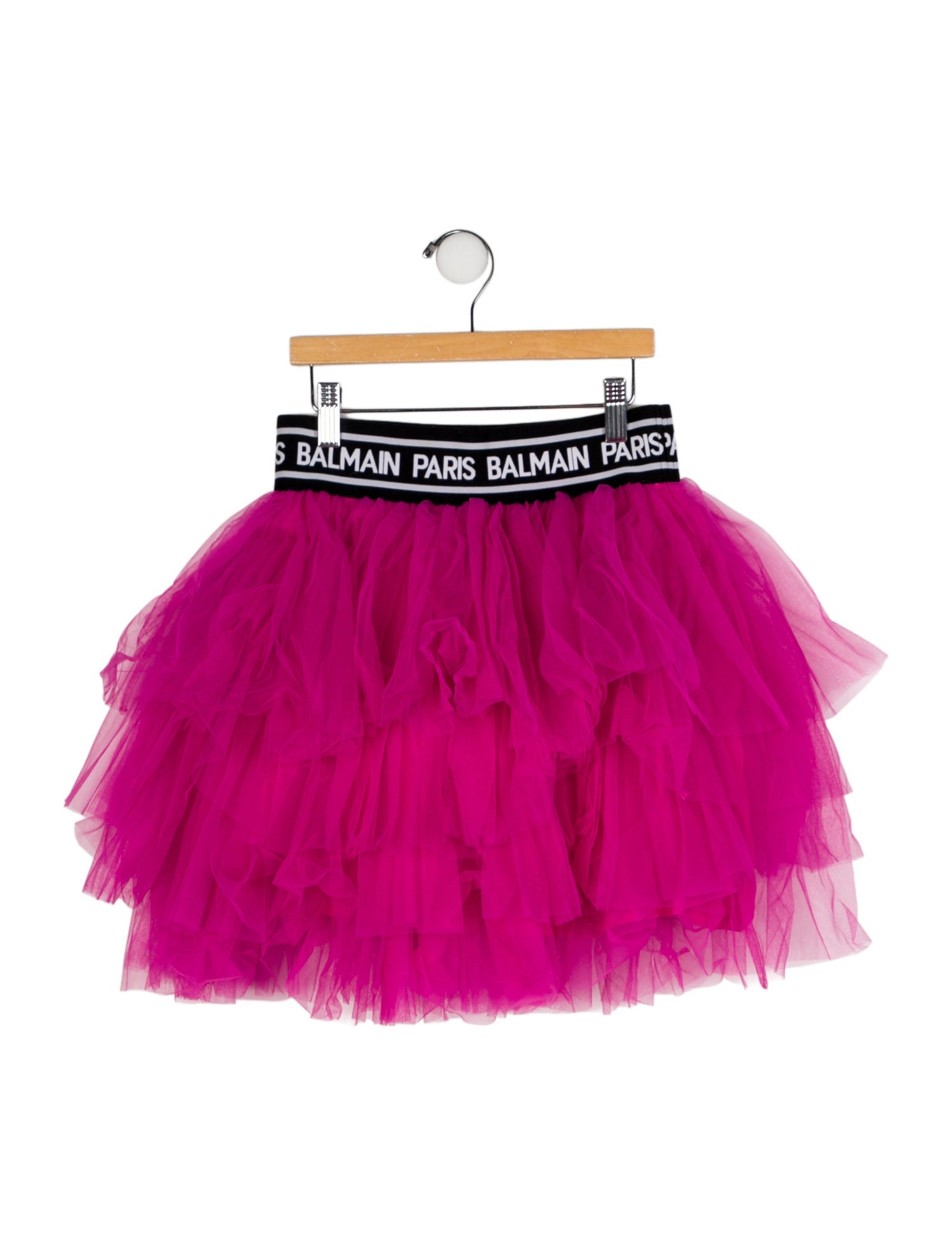 Balmain Girls' Logo Printed Tulle Skirt
