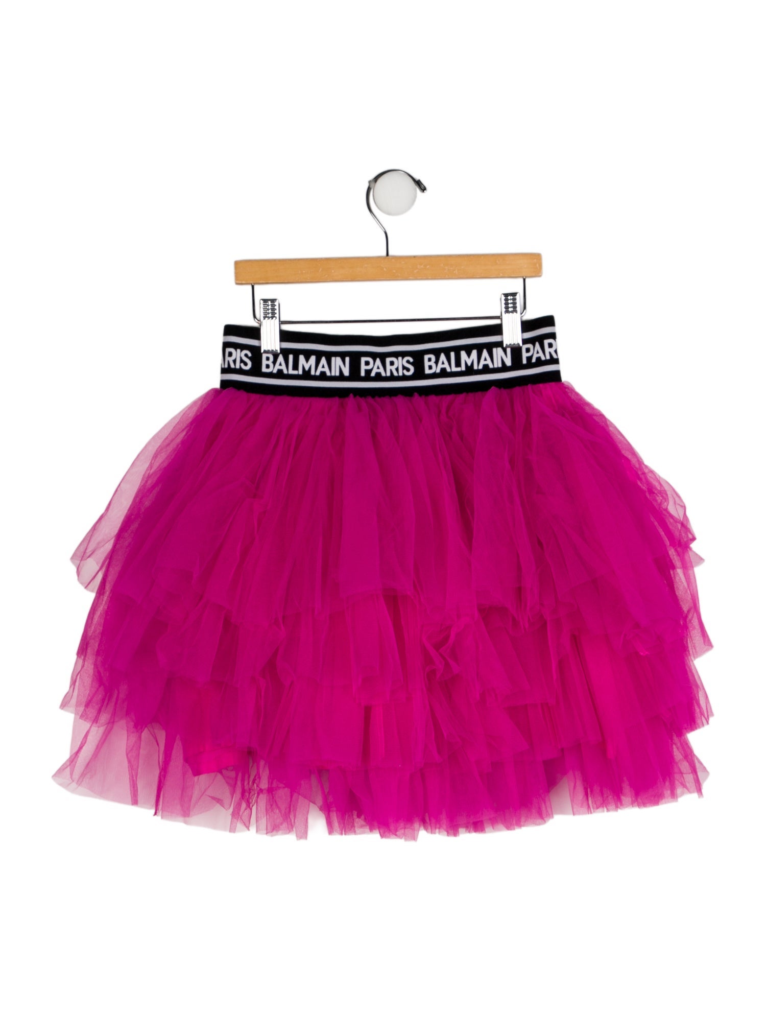 Balmain Girls' Logo Printed Tulle Skirt