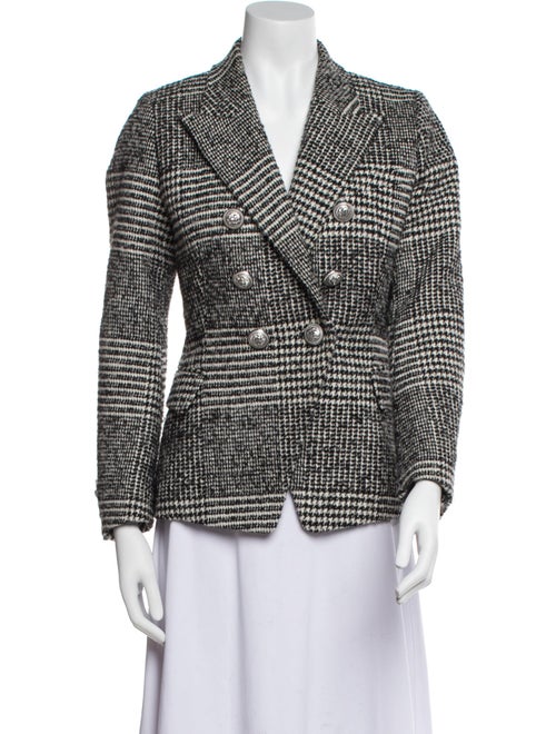 Balmain Virgin Wool Houndstooth Print Blazer