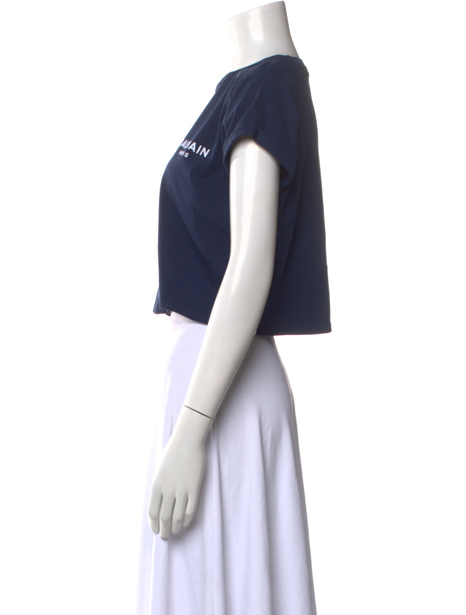 Balmain Crew Neck Short Sleeve Crop Top