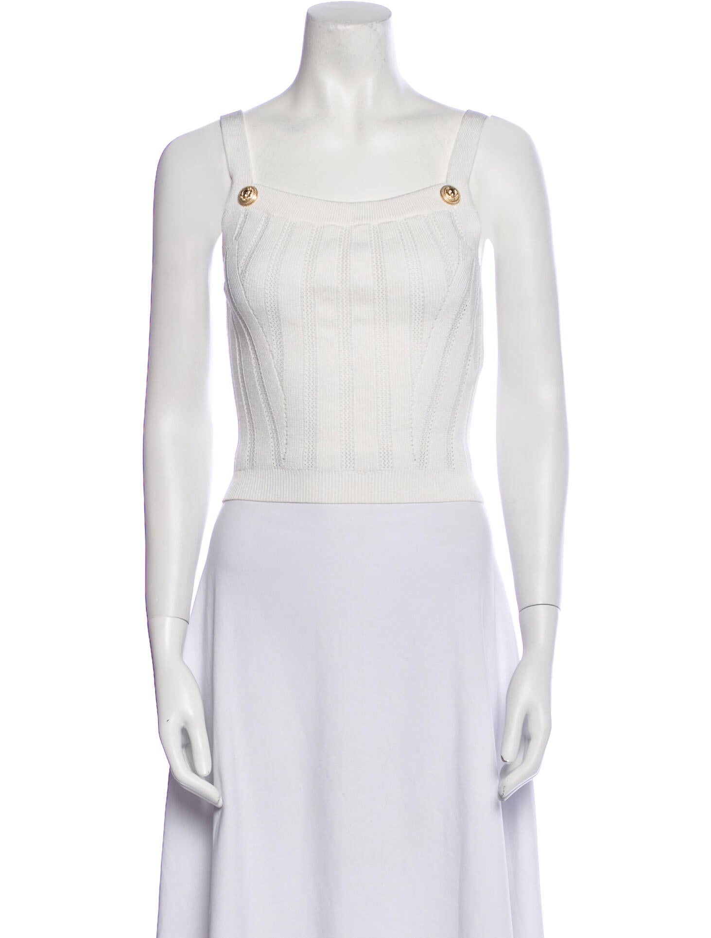 Balmain Square Neckline Sleeveless Crop Top