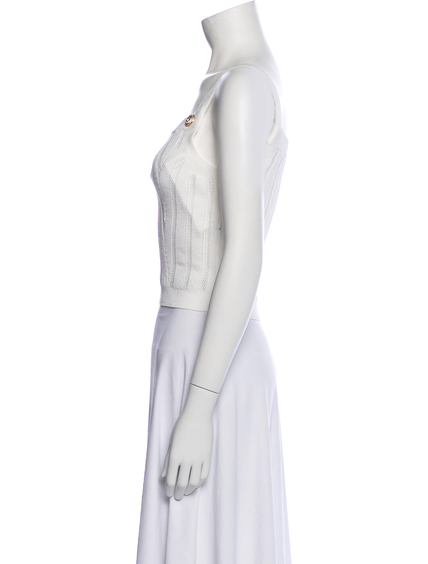 Balmain Square Neckline Sleeveless Crop Top