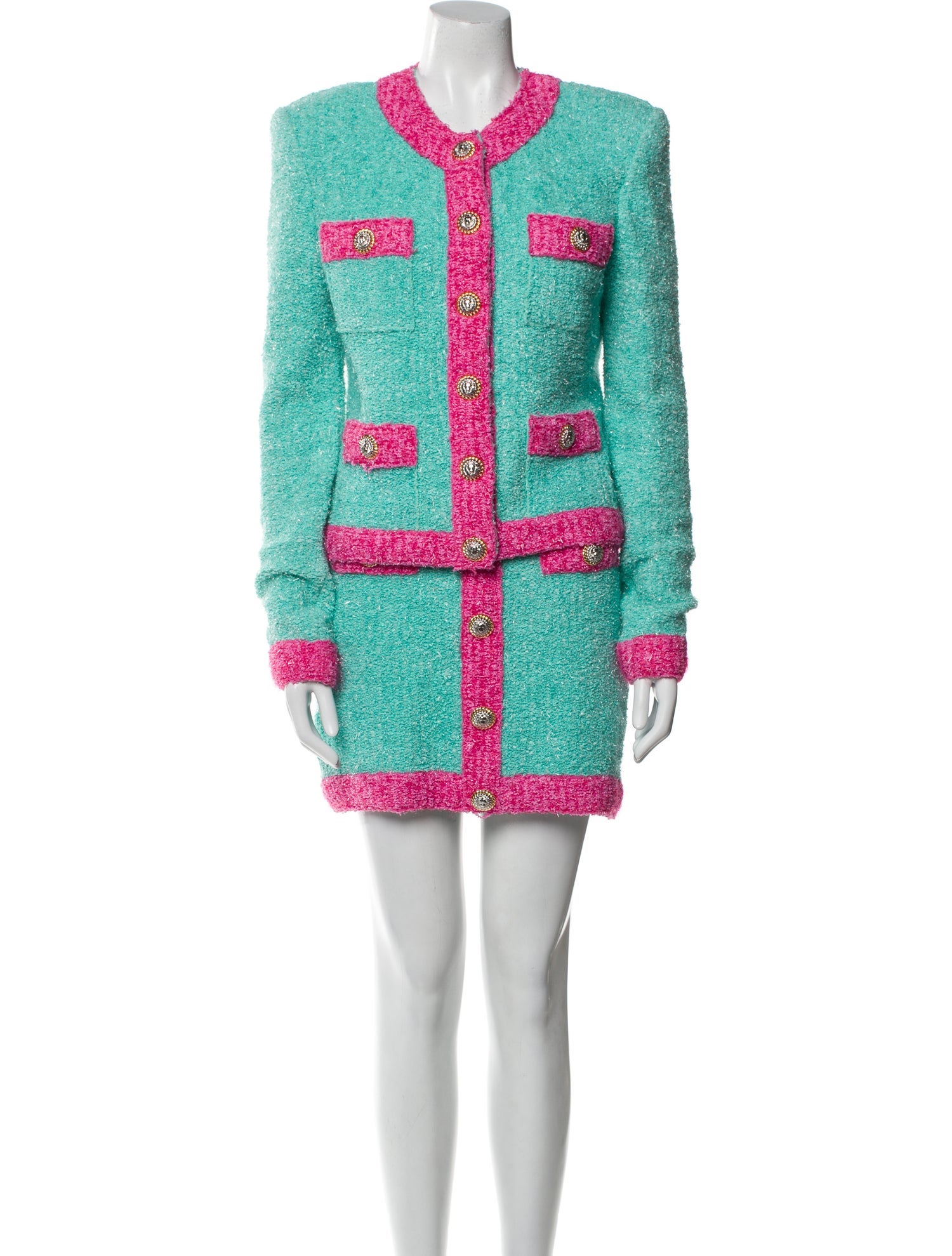 Balmain Colorblock Pattern Skirt Set