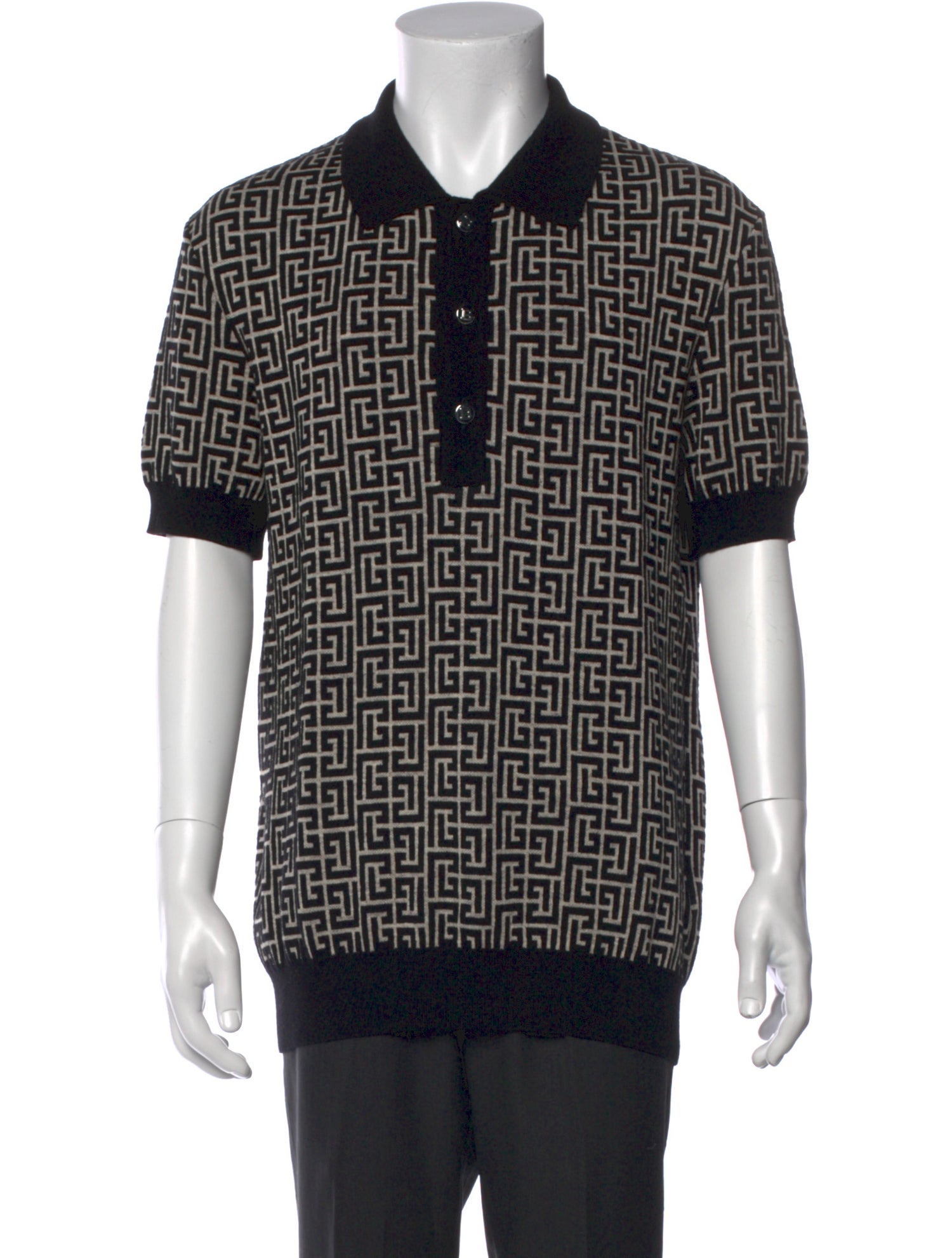 Balmain Wool Printed Polo Sweater