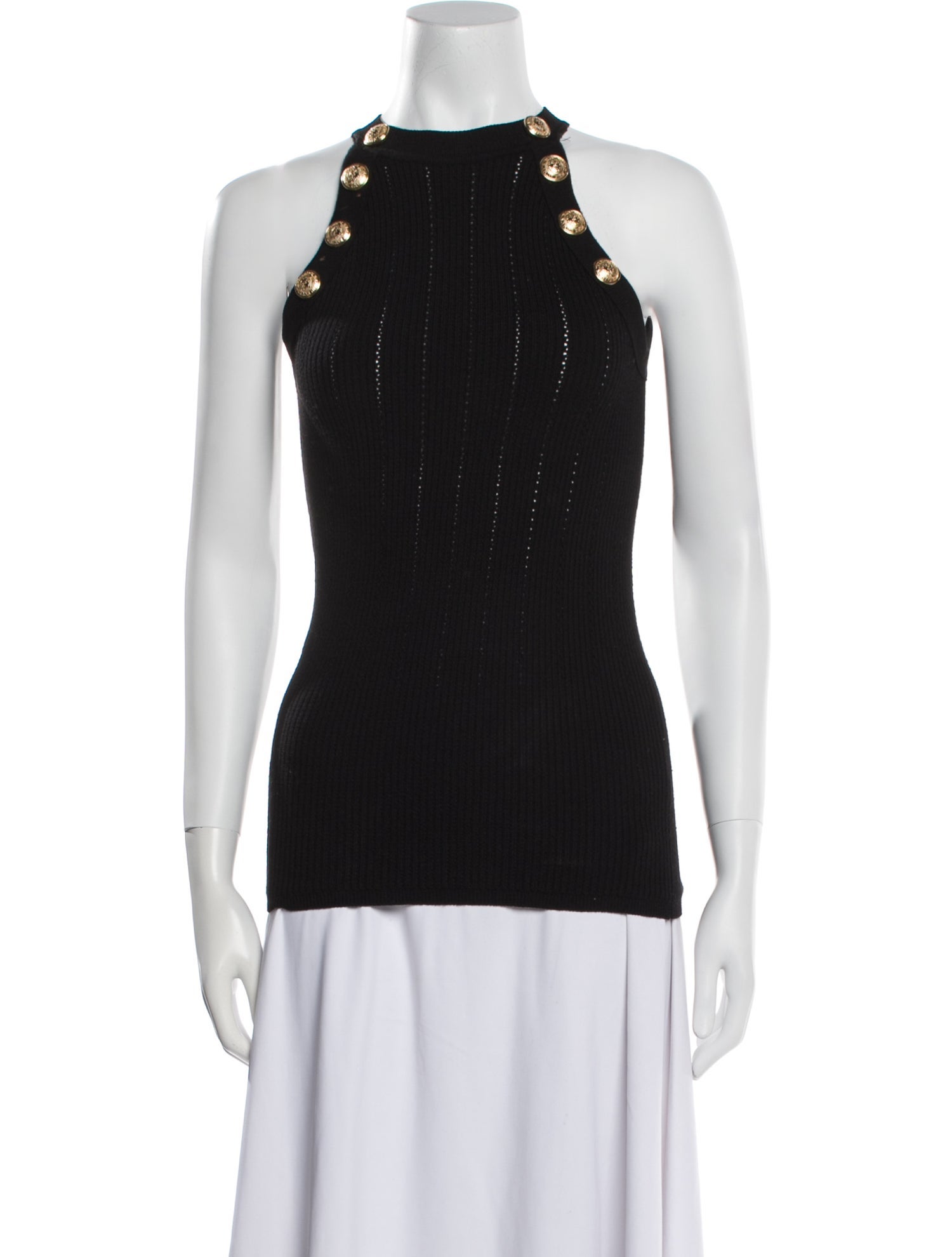 Balmain Wool Mock Neck Top