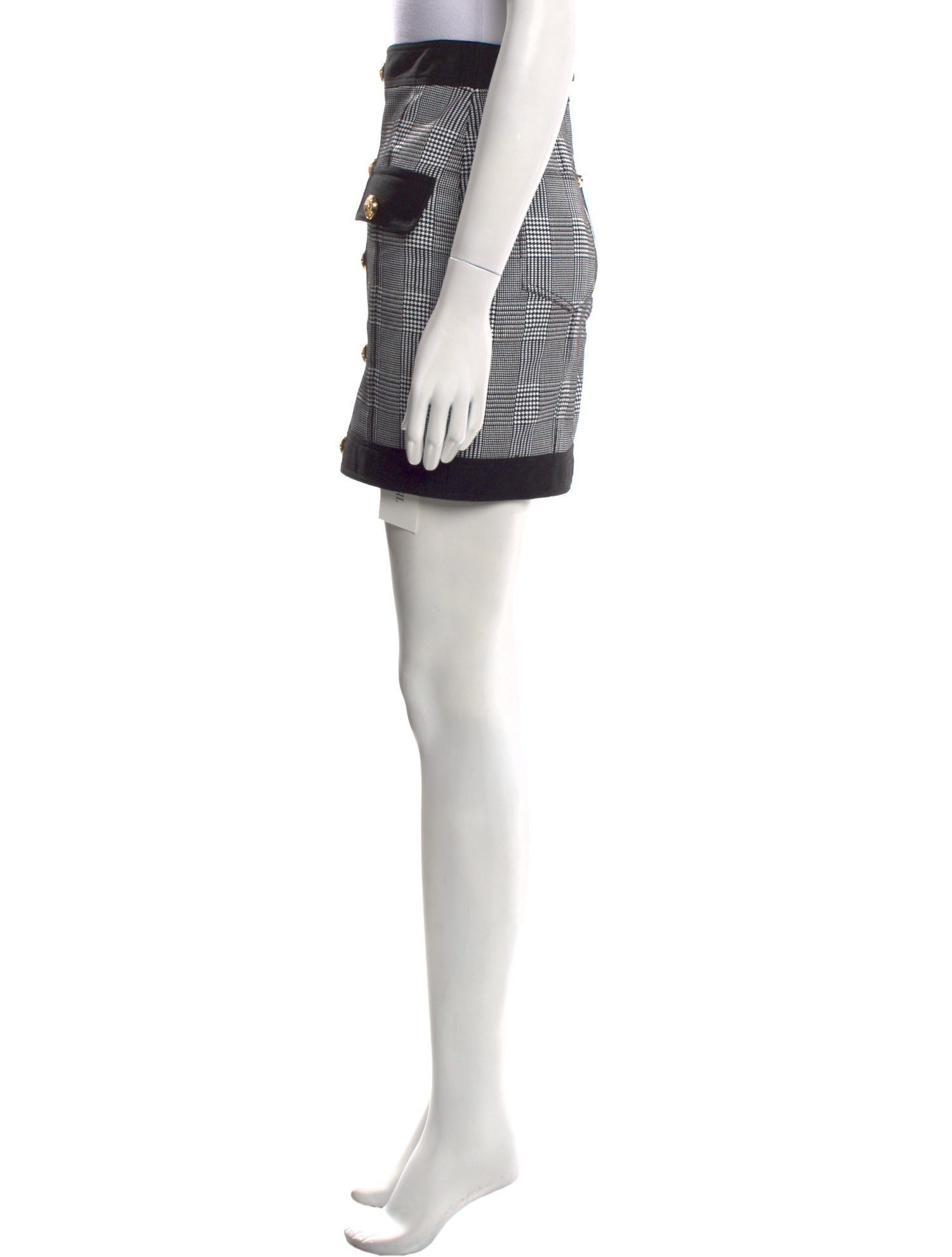 Balmain Plaid Print Mini Skirt