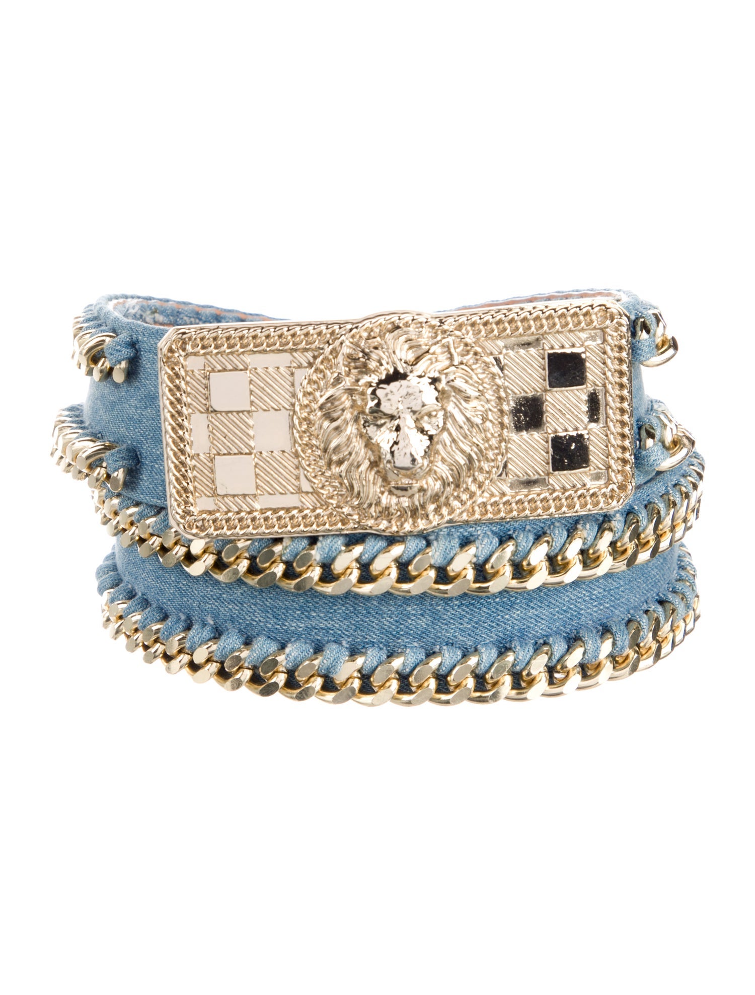 Balmain Denim Chain-Link Accents Belt