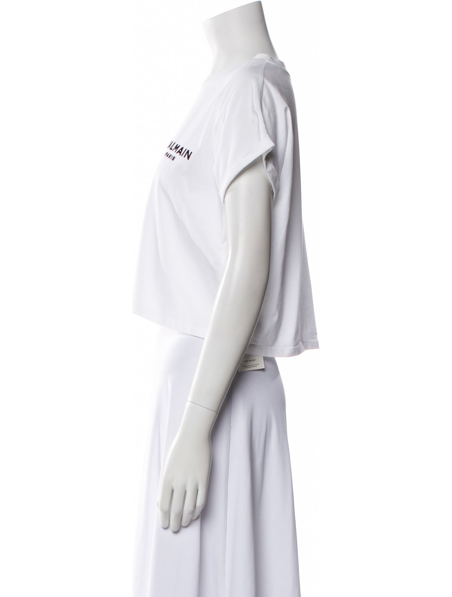 Balmain Graphic Print Crew Neck Crop Top