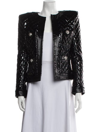 Balmain Patent Leather Tweed Pattern Evening Jacket
