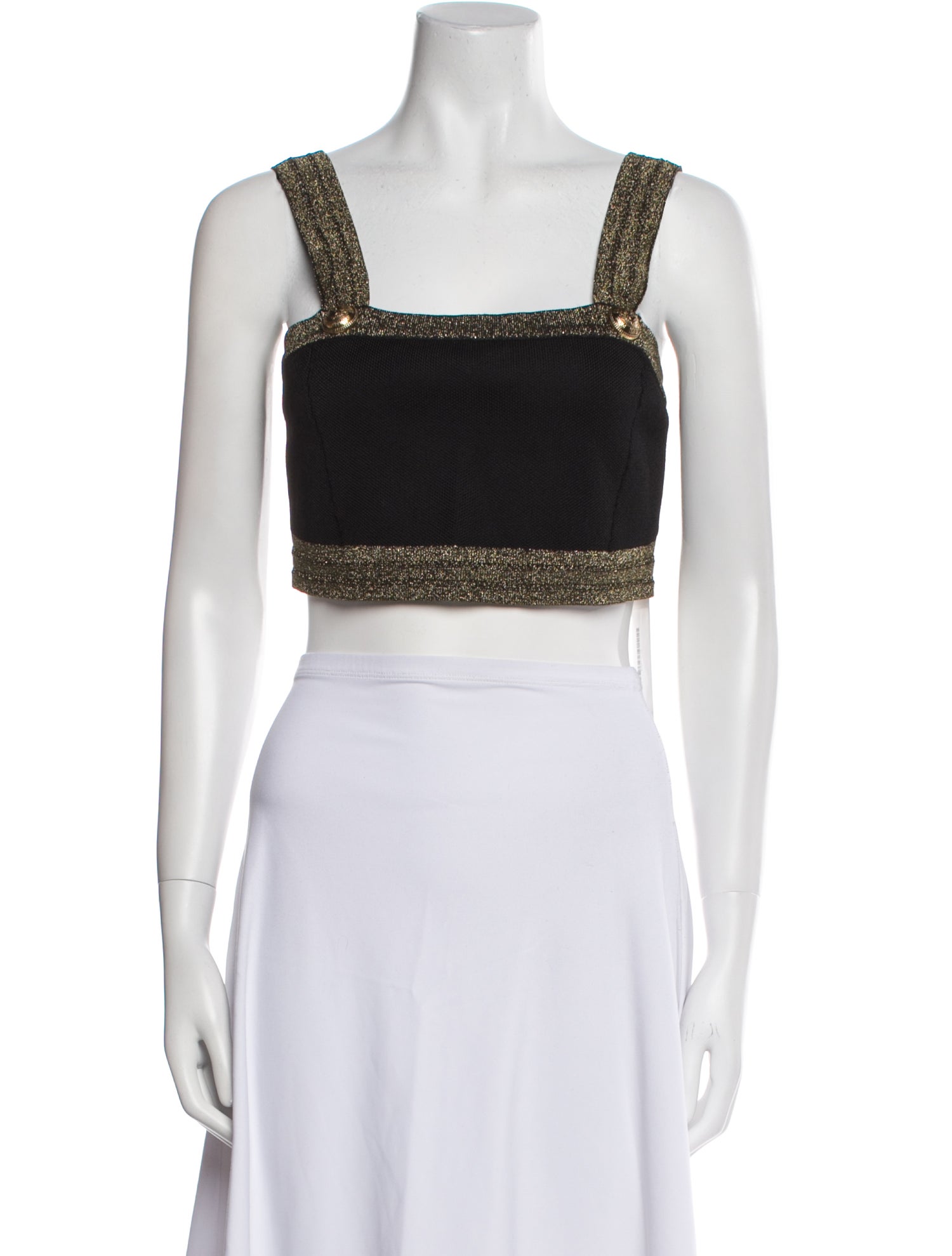 Balmain Square Neckline Sleeveless Crop Top