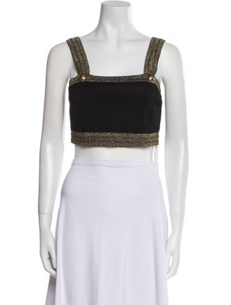 Balmain Square Neckline Sleeveless Crop Top