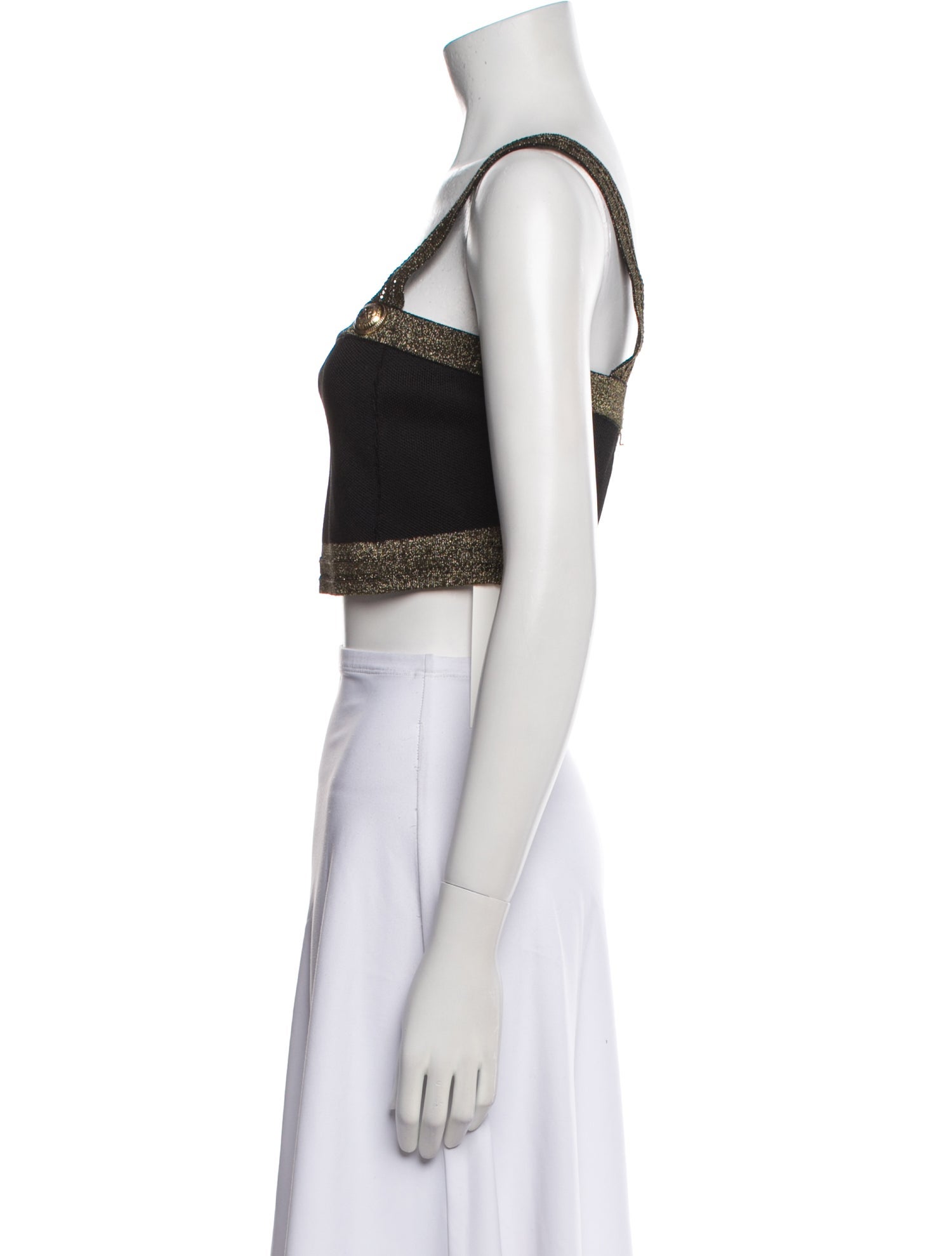 Balmain Square Neckline Sleeveless Crop Top