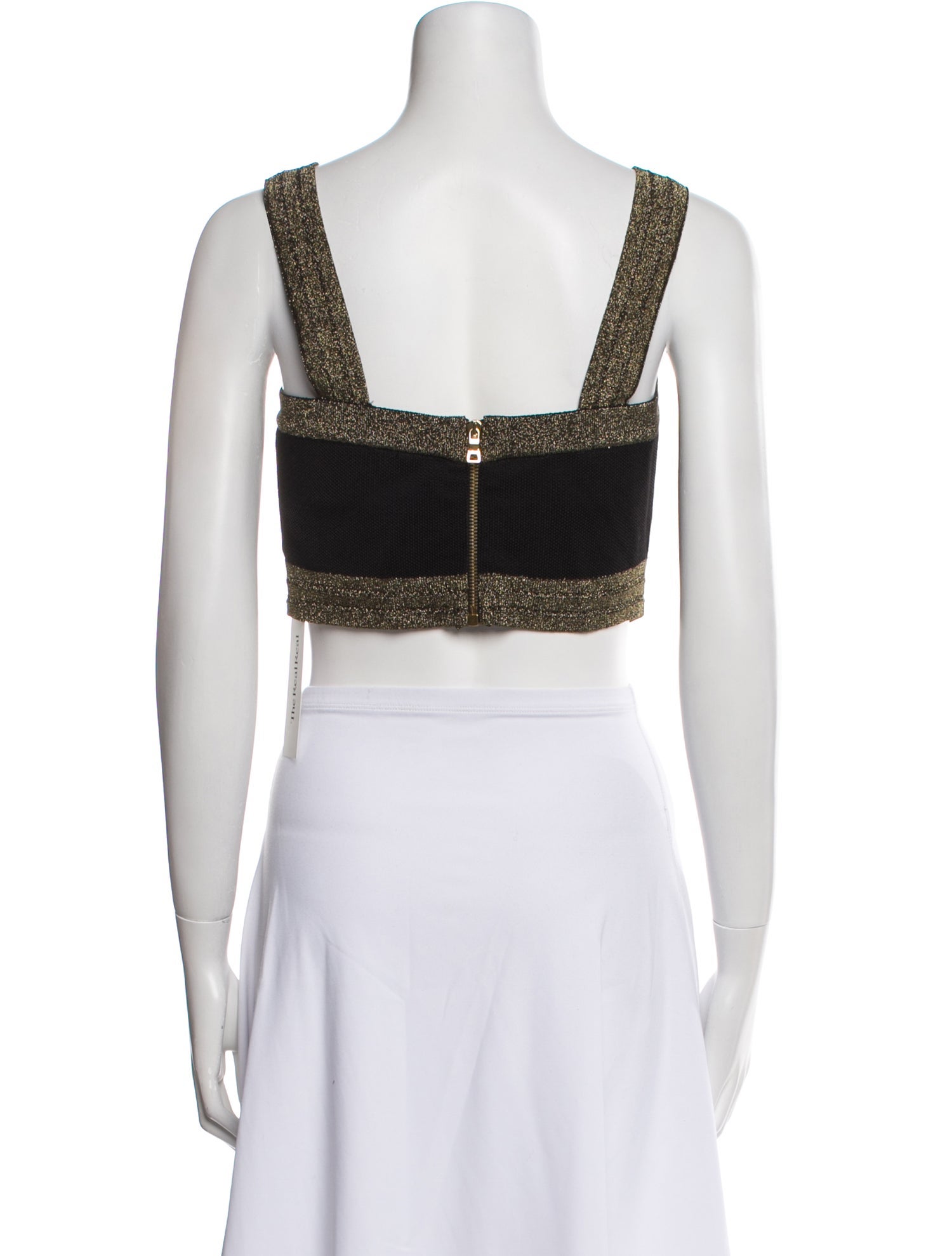 Balmain Square Neckline Sleeveless Crop Top
