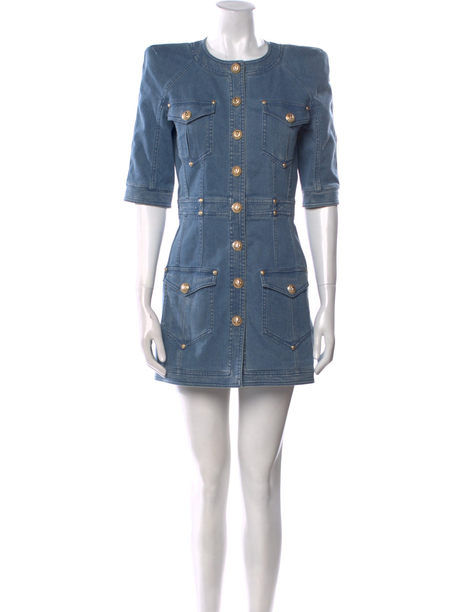 Balmain Stretch Denim Mini Dress