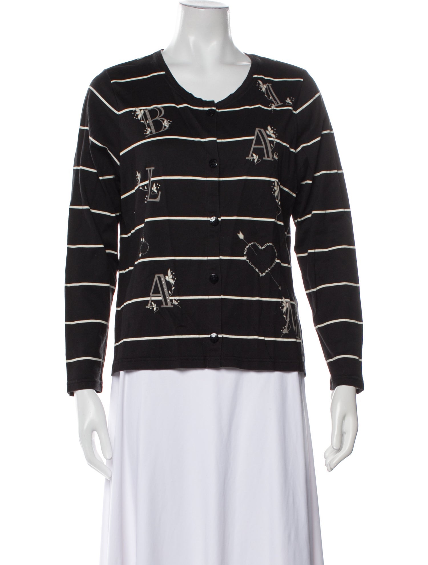 Balmain Striped Scoop Neck Sweatshirt