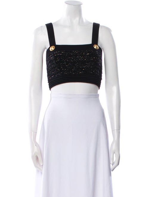 Balmain Square Neckline Sleeveless Crop Top