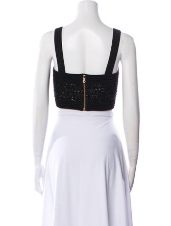 Balmain Square Neckline Sleeveless Crop Top