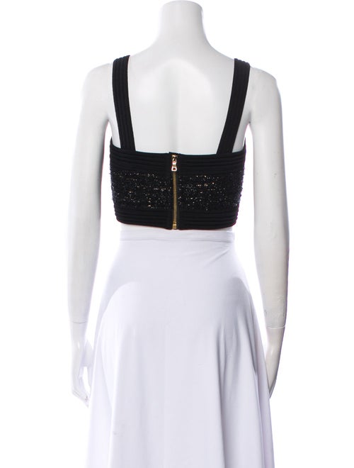 Balmain Square Neckline Sleeveless Crop Top