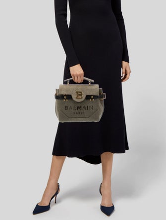Balmain Canvas Top Handle Bag