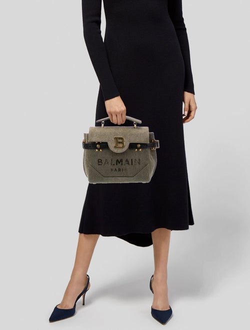 Balmain Canvas Top Handle Bag