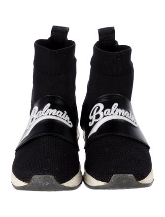 Balmain Graphic Print Embroidered Accent Sock Sneakers