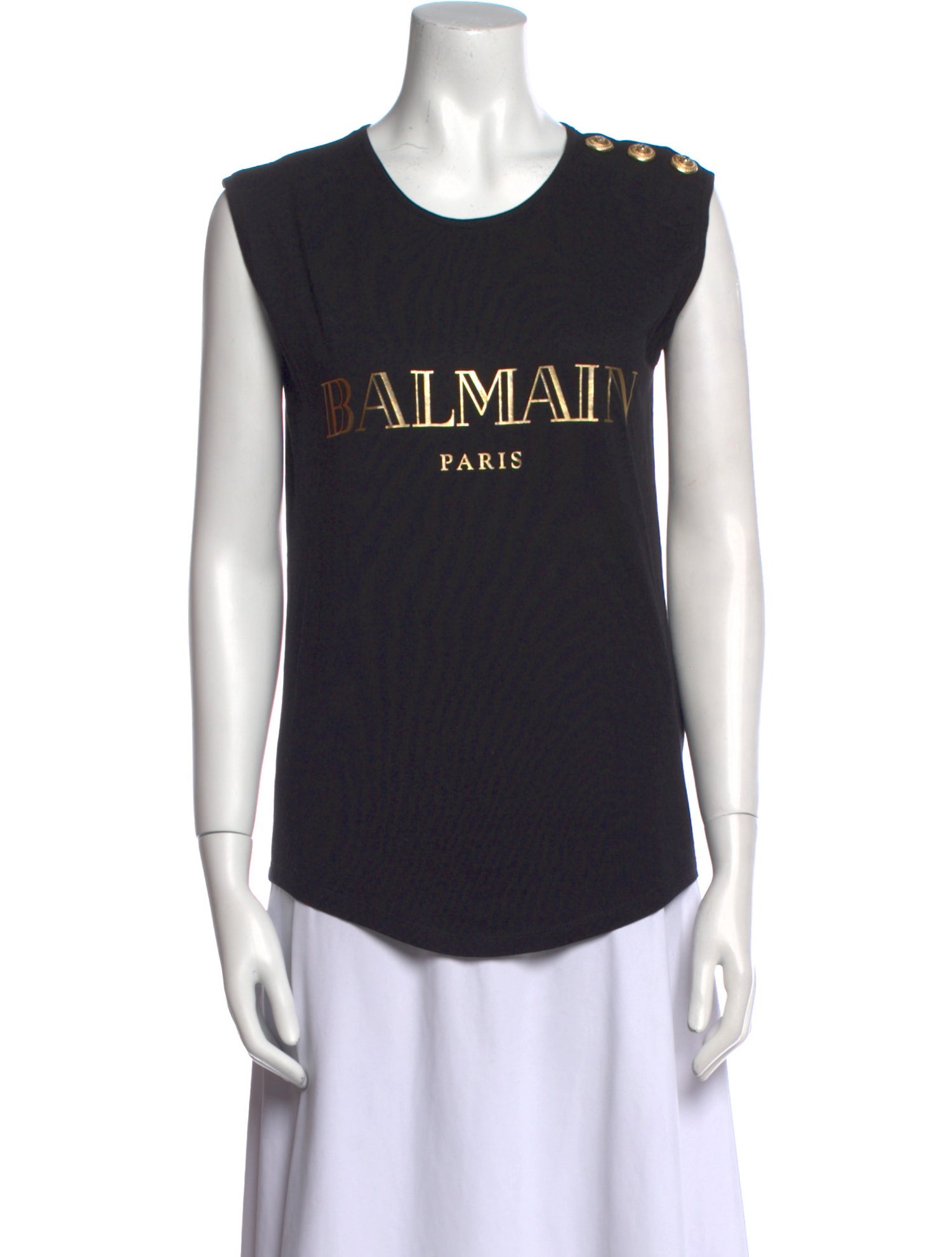 Balmain Graphic Print Scoop Neck Top