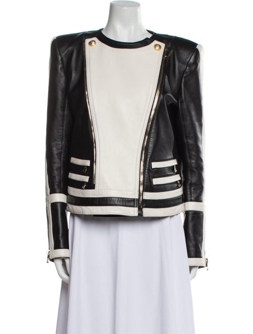 Balmain Leather Striped Biker Jacket