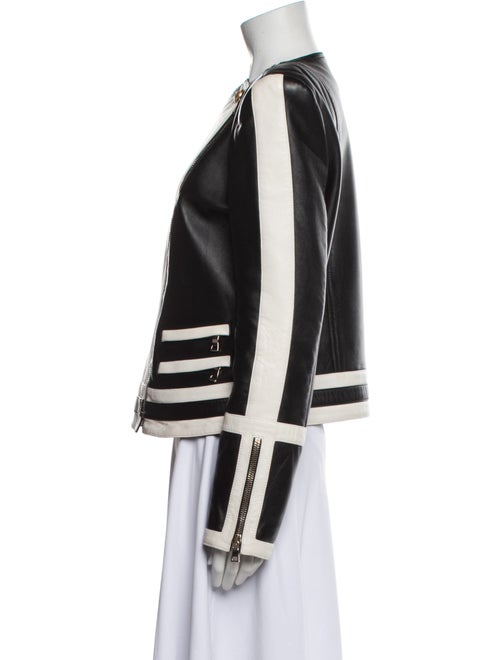 Balmain Leather Striped Biker Jacket