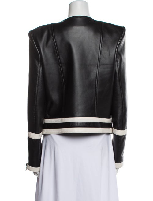 Balmain Leather Striped Biker Jacket