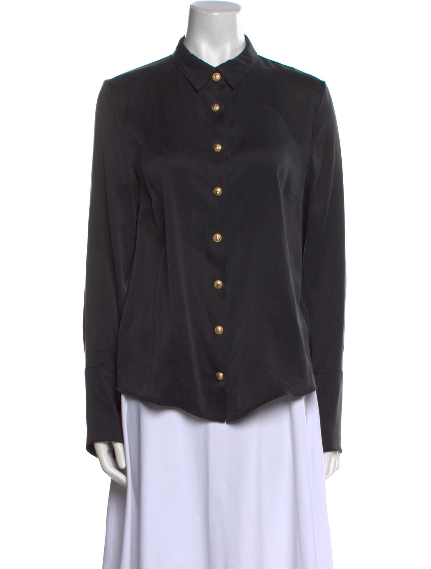 Balmain Silk Long Sleeve Button-Up Top