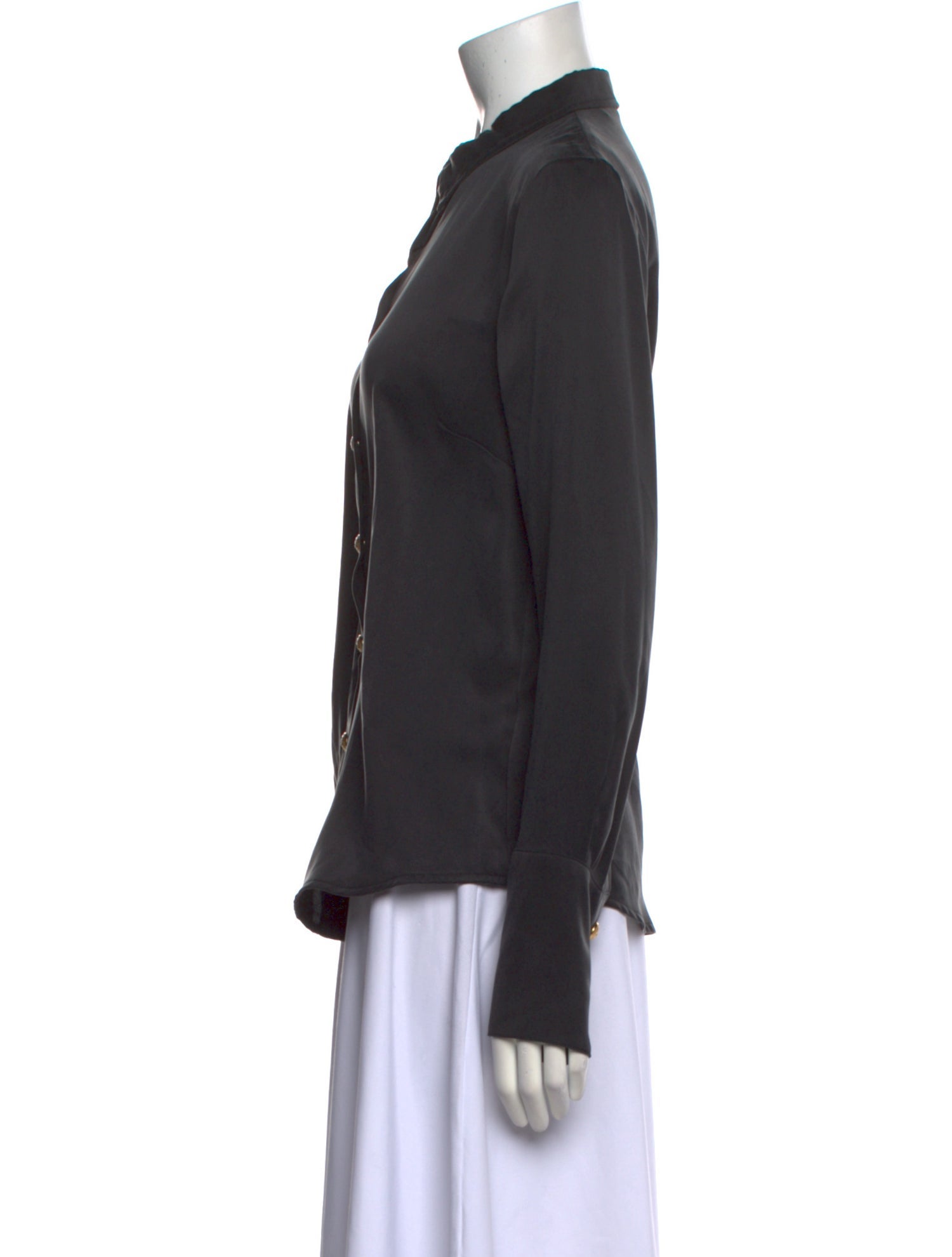 Balmain Silk Long Sleeve Button-Up Top