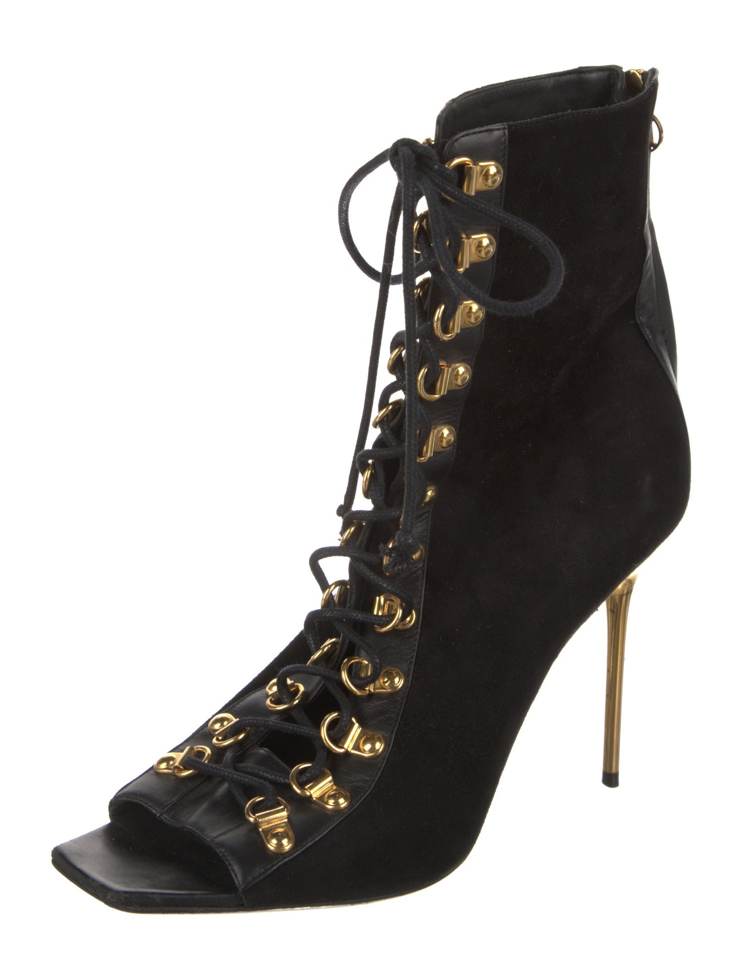 Balmain Suede Colorblock Pattern Pumps