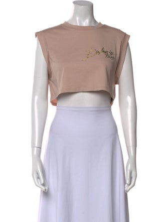 Balmain Graphic Print Crew Neck Crop Top