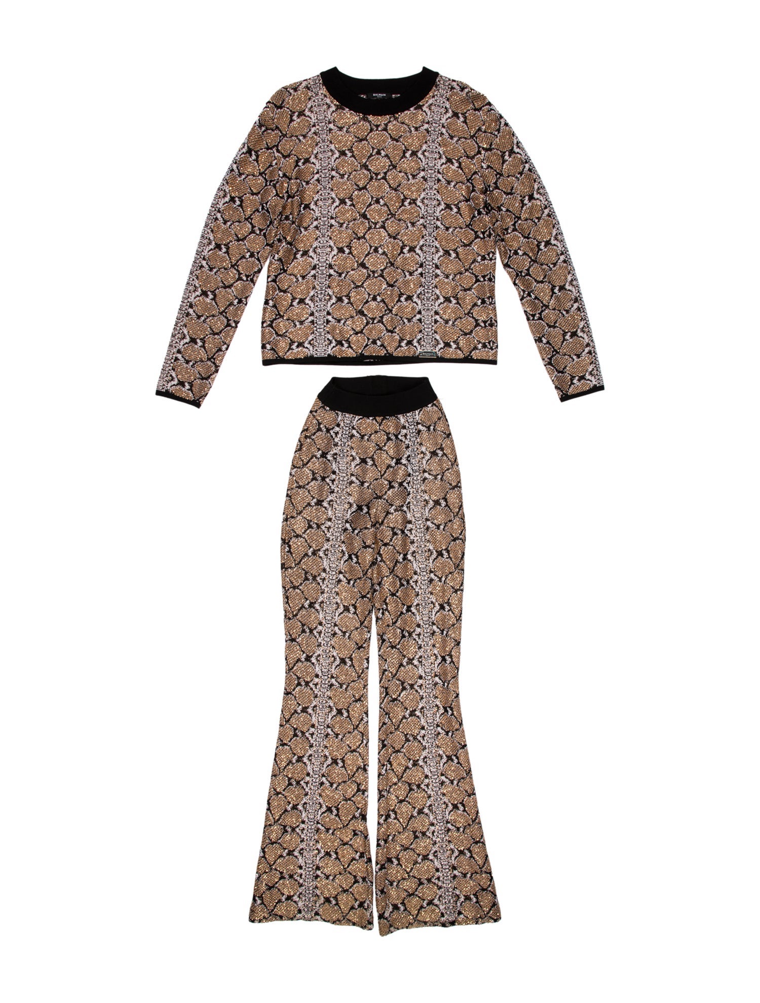 Balmain Animal Print Sequin Embellishments Pant Set