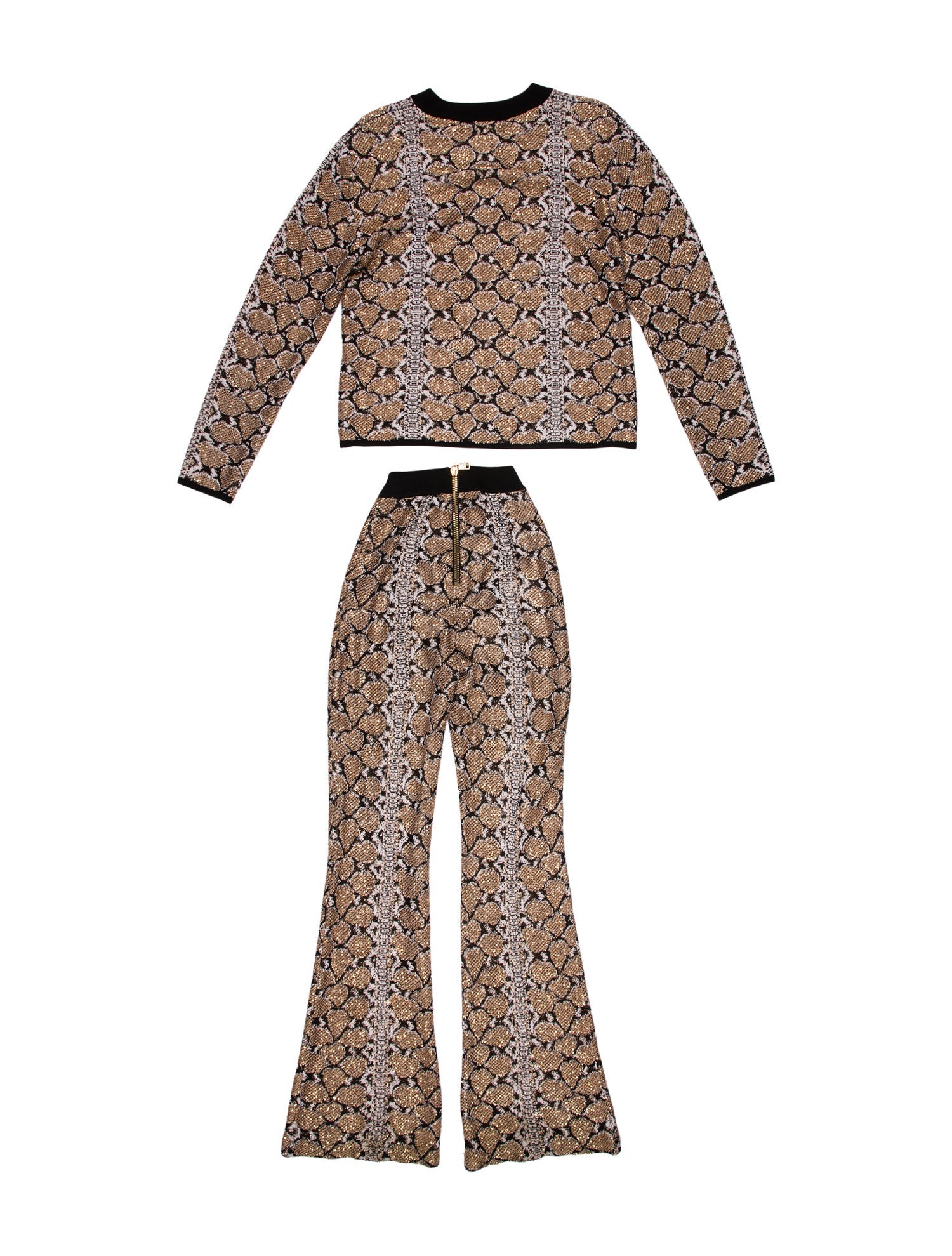 Balmain Animal Print Sequin Embellishments Pant Set