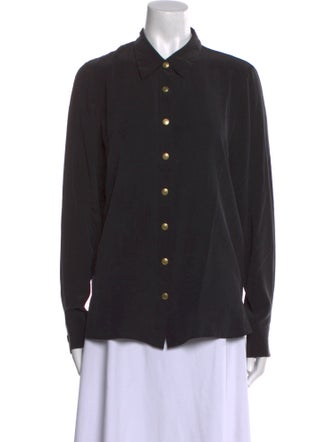 Pierre Balmain Silk Long Sleeve Button-Up Top