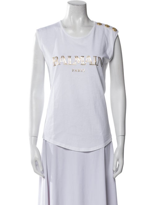 Balmain Graphic Print Crew Neck Top