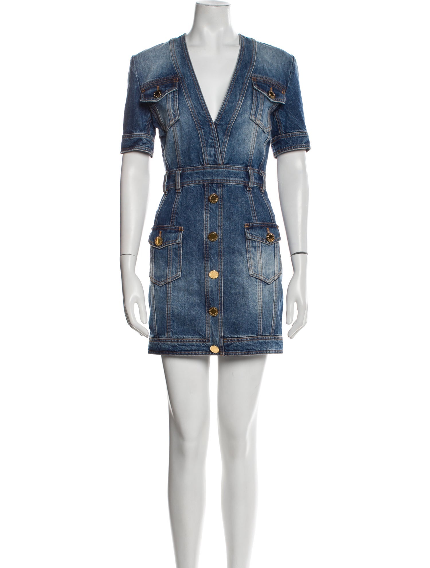 Balmain V-Neck Mini Dress